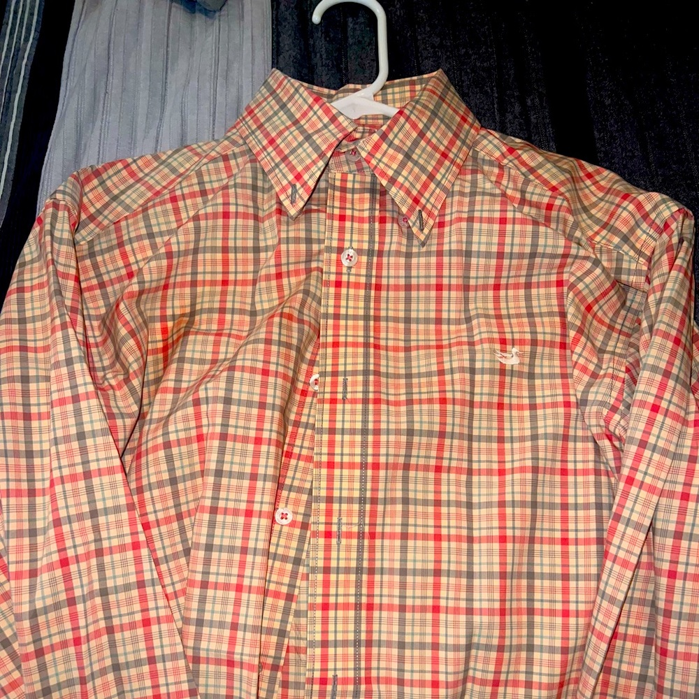 Southern Marsh Men’s Plaid Button-Down Shirt in Red, Tan, Olive